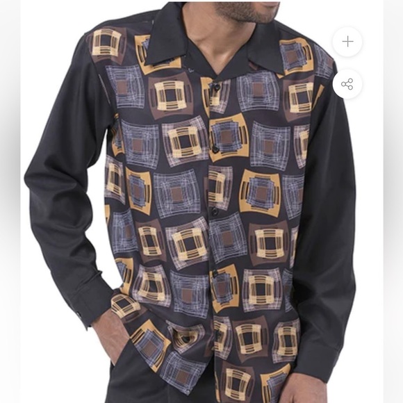 Montique Men’s Long Sleeve Button Up Abstract Design Walking Shirt Size 2XL - Picture 1 of 7